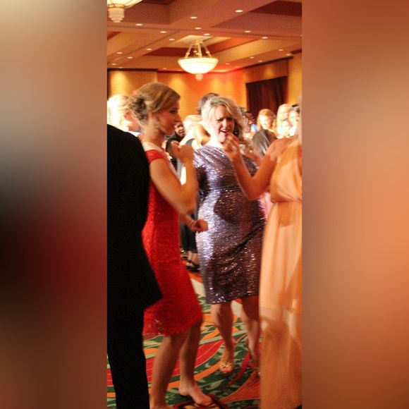 Lauren by Ralph Lauren Evening | Pastel purple sequin cocktail dress | Size: 16 - Picture 8 of 8